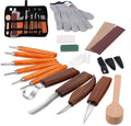 Wood Carving Tools Set,Detail and Hook Carving Knife Kit for Beginners,Trimming Knife for Spoon Bowl Cup Woodwork,Round Handle Design and 6pcs SK2 Carbon Steel Wood Carving Knives（10pcs）