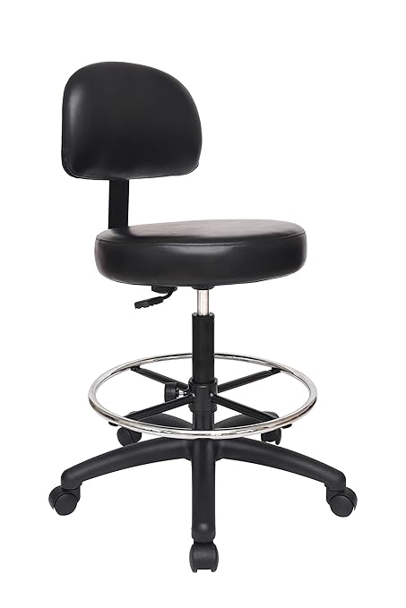 Chair Master Adjustable Chair/Stool for Exam Rooms, Labs, Doctor and Dentist Offices. Easy to Clean! 24"-34" Seat Height. 18" Foot Ring (Tall Bench Height, Black)