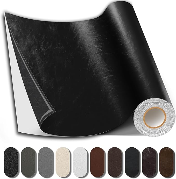 Shagoom Leather Repair Patch, 17X79 inch Strong Sticky Repair Patch Self Adhesive Waterproof, DIY Large Vinyl Patches for Couches, Furniture, Sofa, Car, Chair (Black, 17X79 inch)