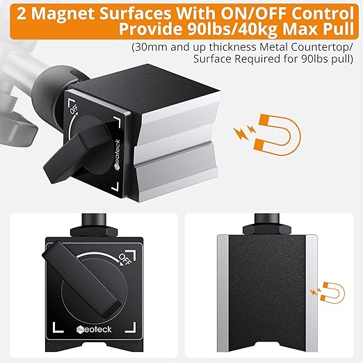 Neoteck Dial Test Indicator with Magnetic Base Stand and Storage Case, 0-0.03"/0.0005" Test Indicator Set with 2 Steel Dovetail Clamps 3/8'' and 5/32'' for Machine Set-Up, Narrow Area Measurement