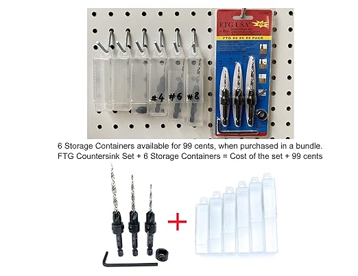 FTG USA Adjustable Wood Countersink Drill Bit Set #4#6#8 with Tapered Drill Bits for Woodworking