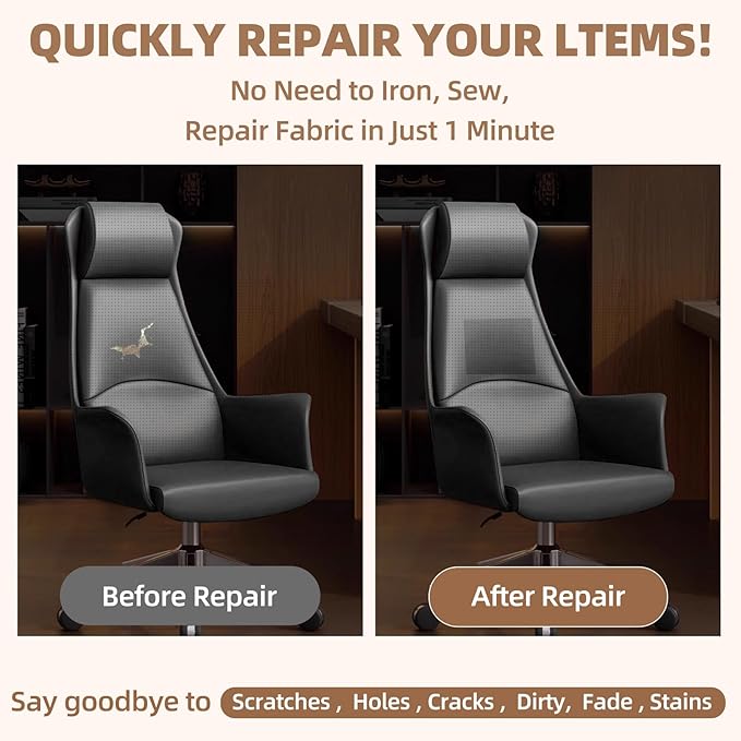 Leather Repair Patch, 17X158 inch Strong Sticky Repair Patch Self Adhesive Waterproof, DIY Large Leather Patches for Couches, Furniture, Sofa, Car, Chair (Coffee, 17X158 inch)