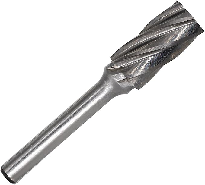 SA5-NF Aluminum Cut Tungsten Carbide Rotary Burr Bits File for Die Grinder,Cylindrical Shape with 1/4 inch Shank, 1/2 inch Head Diameter, 1 inch Flute length, Pack of 1