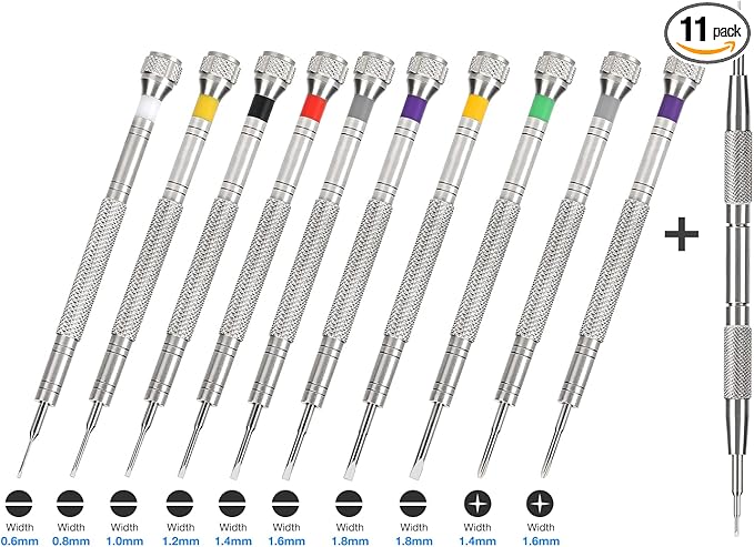 10PCS Professional Watchmaker Screwdriver Set + 1PCS Spring Bar Tool, Watch Screwdriver for Watch Repair, Eyeglasses Repair, Jewelry Work, Electronics Repair