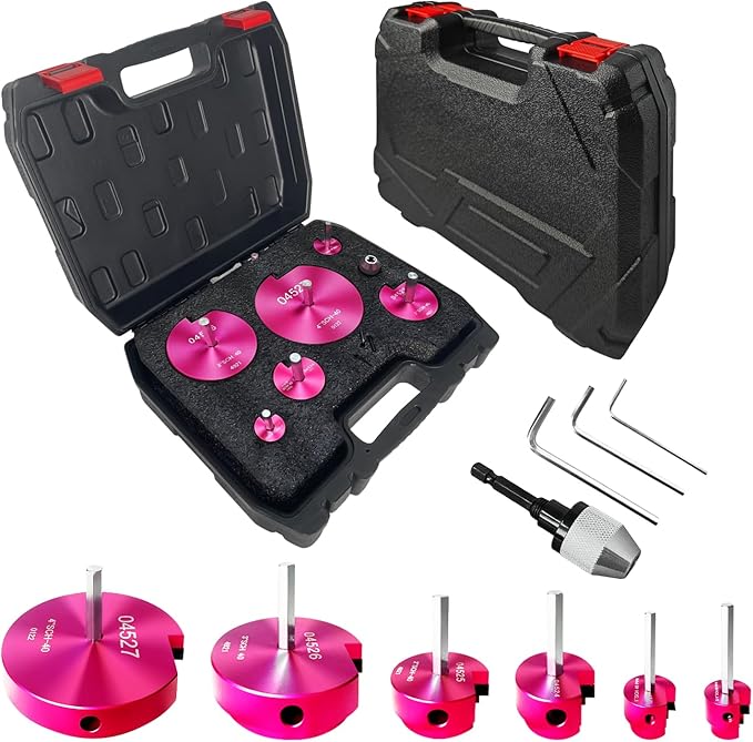 PVC Pipe Reamer Kit,04529 for PPRK6 Plastic Pipe Fitting Reamer,PVC Reed Pipe Reamer Contains 3/4",1",1-1/2",2",3",4" Aluminum Fit into Standard 1/2" Drill for CPVC, PPR or ABS