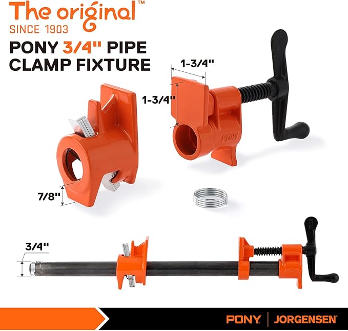 PONY 2-Pack 50 Wood Gluing Pipe Clamp Fixture for 3/4 Inch Black Pipe