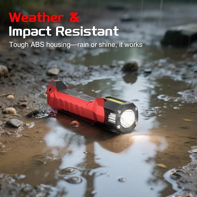 Anhay 2 Pack Rechargeable Work Light, 1200 Lumens LED Work Lights with 160° Swivel Head, Magnetic Base & Hooks, 6 Lighting Modes Magnetic Work Light for Car Repairs, Emergencies