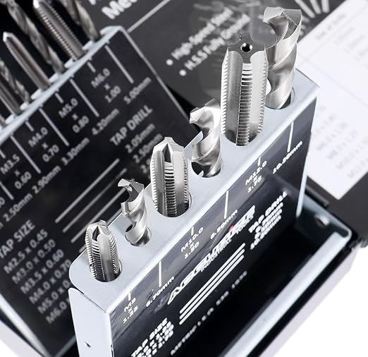 Accusize Industrial Tools Metric 18 Pc H.S.S. Tap and Drill Set, 0001-0052