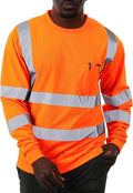 sesafety High Visibility Long Sleeve Construction Work Shirts Orange 3XL