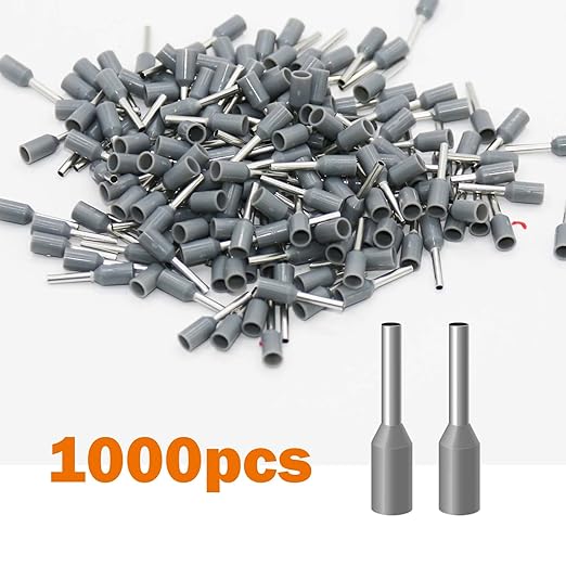 Fidioto Grey AWG20 1000pcs Wire Ferrules Terminals, AWG20 Terminal Connector Wire Insulated Cord Pin Ends Terminals for Electric, Industrial, Chemical Industry, Power Control System, etc.