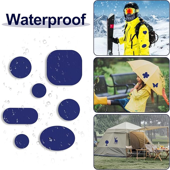 45PCS Nylon Repair Patch Self-Adhesive Pre-Cut Fabric Patch Down Jacket Repair Patches for Puffer Jackets Tenacious Tape Polyester Waterproof Lightweight Tent Repair Patch for Clothes Bag(Blue