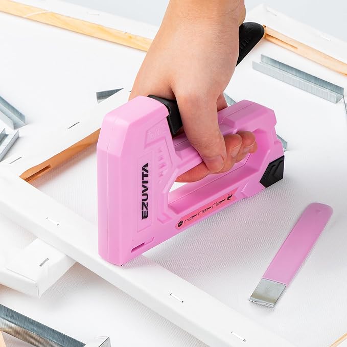 Light Duty Staple Gun for Wood, Pink Upholstery Staple Gun Kit with 2000pcs JT21 Staples 1/4, 5/16, 3/8 inch and Staple Remover, Stapler Gun for Crafts, DIY, Classroom, Decoration