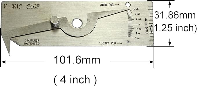 RIVERWELD V-WAC Single Weld Gage Welding Inspection Thread Gauge Metric Stainless Steel Checks Undercut Crown Height Porosity Pits