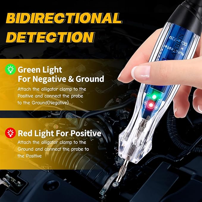 Test Light Probe Kit, 3-72V DC LED Digital Automotive Circuit Tester with Voltmeter, 18 Pieces Multi Function Auto Fuse Voltage Tester Electric Probe Test Kit with Black Carrying Case