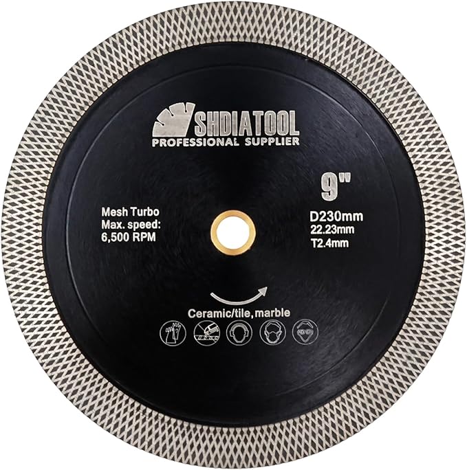 SHDIATOOL Tile Diamond Saw Blades 9-Inches Cutting Disc,Cut-Off Wheel for Dry/Wet Cutting Grinding Ceramic Marble Artificial Stone 180mm