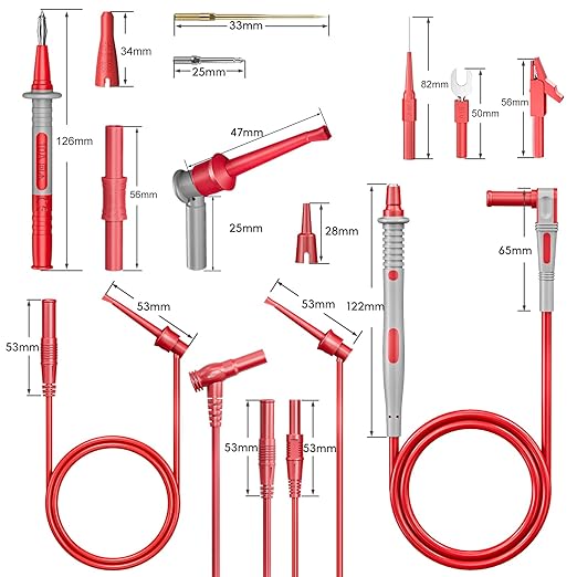 Goupchn 28PCS Multimeter Test Leads Kit with Alligator Clips Test Hook Clips Wire Piercing Probes Replaceable Precision Sharp Probes for Electrical Testing
