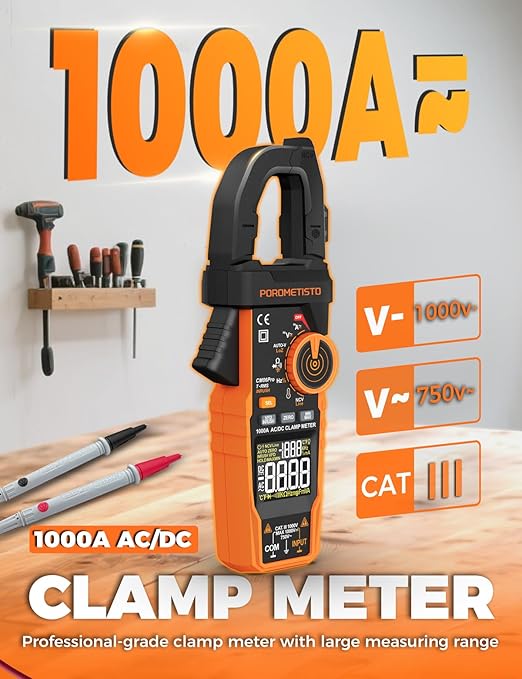 Digital Inrush Clamp Meter, CM06Pro Clamp Multimeter, T-RMS 6000 Counts 1000A Amp Voltage Tester with VFD, LOZ, Measures NCV, AC/DC Voltage Current, Continuity Capacitance Resistance