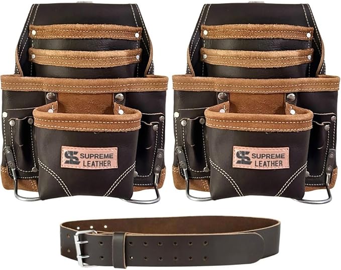 Professional Leather Tool Bag, Top-Grain Leather, Organizer, Protects Tools, Enhances Work Efficiency
