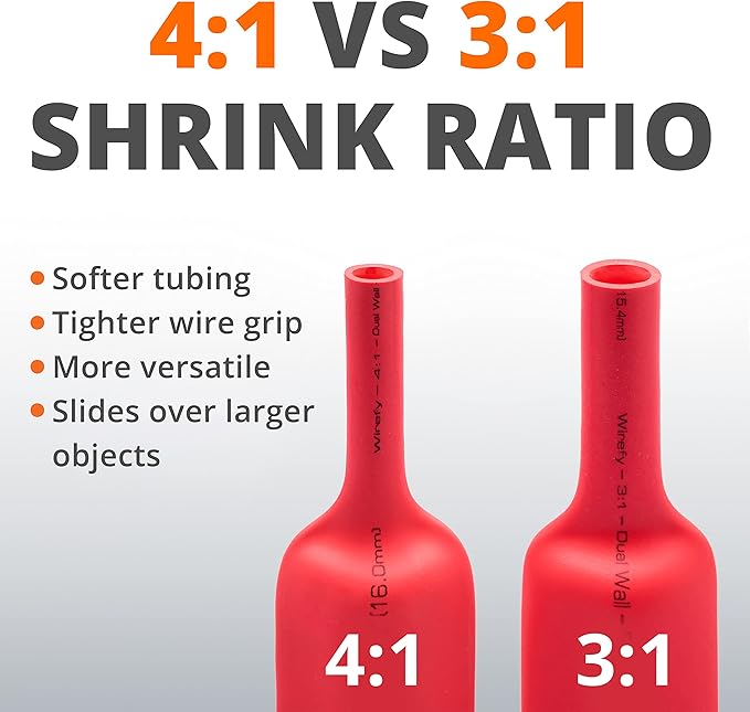 Wirefy 1/2" Heat Shrink Tubing - 4:1 Ratio - Adhesive Lined - Resistant Heat Shrink - 50 Feet Roll - Red