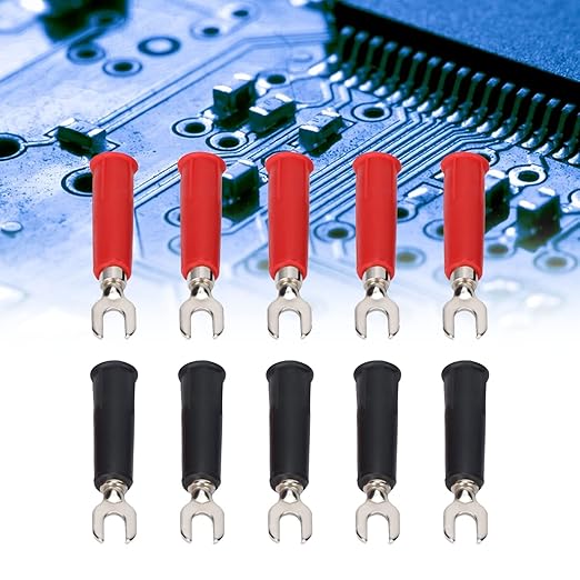 10Pcs 4mm U/Y Type Electrical Crimp Terminals, Banana Plug Adapter Insulated Fork Spade Wire Connector Conversion U Plug Into Banana Jack Adapter Accessories for Banana Plug Multimeter
