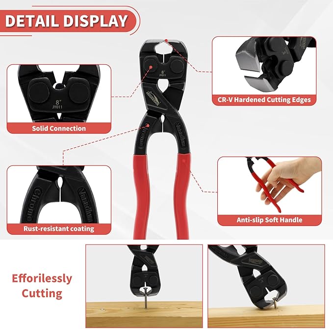 4Pcs Bolt Cutter Pliers Set, 8" Cable Cutter, 8" Bolt Cutter, 8" Wire Rope Cutter, 8" End Cutting Pliers with Toolbox, Cr-V Blade for Cutting Locks, Barbed Wire, Steel Wire, Chains, Rivets