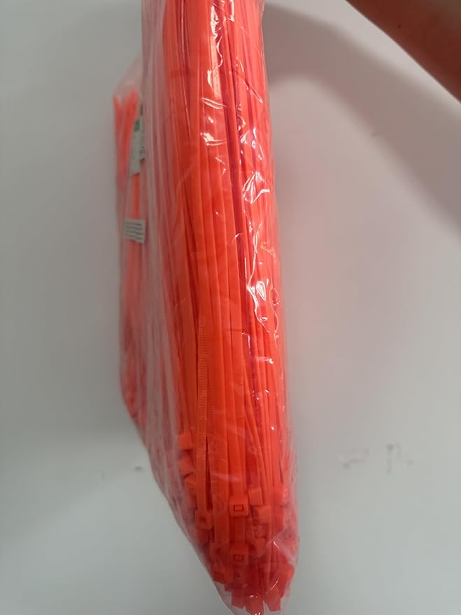 XINGO 1000 PCS Orange Zip Ties 8 Inch, 60 LBS Tensile Strength, Self-Locking Nylon Plastic Nylon PA66 Wire Ties for Indoor and Outdoor Use