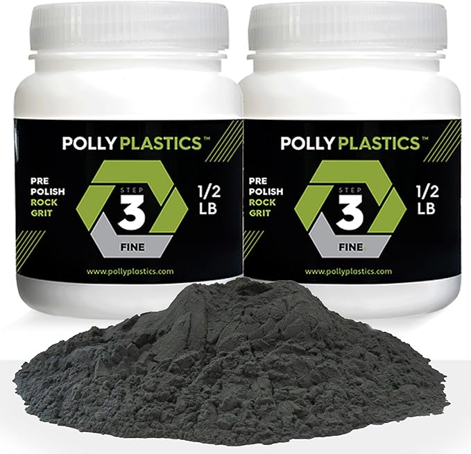 Polly Plastics Rock Tumbler Media Grit Refill, Pre-Polish 500 Silicon Carbide Grit, Stage 3 for Tumbling Stones (2 Pack) (1 lb.)