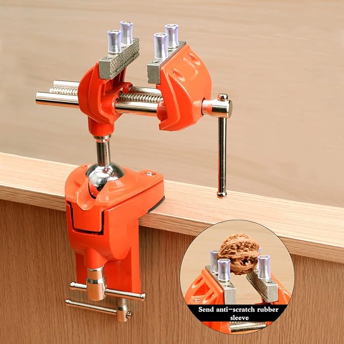 MAXMAN Clamp Bench Vise with Post Universal, Woodworking Vise, 360° Heavy Duty Cast Steel, Table Clamp Vise with Swivel Base for Workbench DIY Projects, Handcraft Creations
