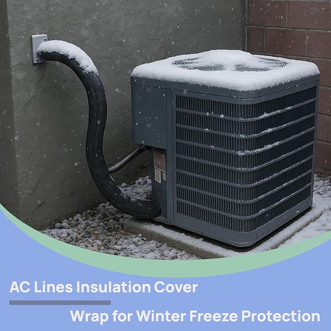 HVAC Pipe Insulation Wrap Outdoor, 3 Layers AC Line Insulation Set Cover Outside Protector, 6 Feet Flexible Copper Duct Insulation Sleeve for Air Conditioning Mini Splits