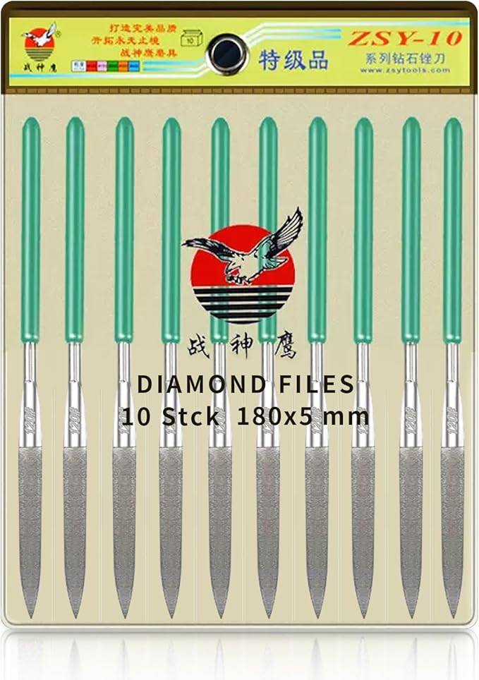 10PCS Diamond Files Half Round Set,Precision Needle File Set,Super Hard Black Nickel Coated Alloy File,Diamond Coated Files for Filing Metal,Ceramic,Stone,Jewelry,Glass.120 Grit,5×180mm
