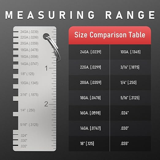 YESWELDER Round Dual Sided Metal Sheet Gage & Metal Sheet Thickness Gauge 2pk Stainless Steel Wire Welding Gauge