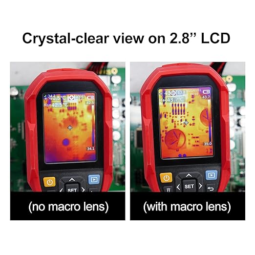 UNI-T UTi260B Thermal Camera with Macro Lens, Infrared Cameras Thermal Imaging Camera 256x192 IR Resolution Thermal Imager 49152Pixels 7 Palettes 25 Hz Refresh Rate, IP65 2-Meter Drop, 2.8" LCD