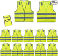 Safety Vests 20 Pack Bulk - Yellow Reflective High Visibility Construction ANSI Class 2 Work Vests for Men,Woman,Hi Vis Mesh and Neon Silver Strip