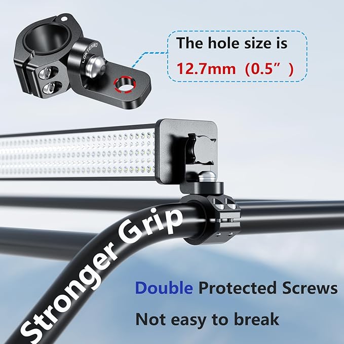 2PCS 360°Adjustable ATV Whip Light Mount, Heavy Duty CNC Light Bar Mounting Bracket for Motorcycle Golf Cart Universal 0.875''/1''/1.125''/1.26” Roll Cage