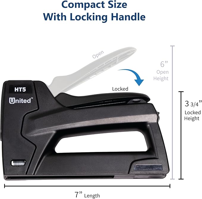 United Office Products HT5 Heavy Duty 2-in-1 Manual Staple Gun and Brad Nailer for Carpentry, Upholstery, Crafts, Professional and DIY Projects, Lightweight Plastic Body