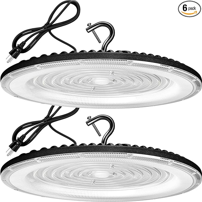 2 Pack 600W UFO Led High Bay Light Fixture,120v,5000K Daylight Commercial Shop Bay Lighting,92000LM,[2750W MH/HPS Equiv.] US Plug Area Lighting for Warehouse/Barn/Gym/Factory/Workshop/Garage
