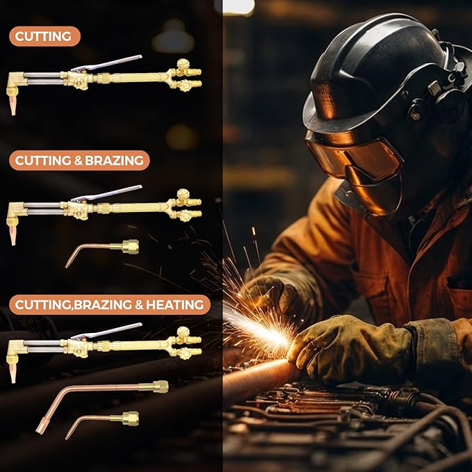 Oxy-Fuel Cutting Torch, Cutting Welding And Heating Outfit With Check Valve, 1-101 Cutting Tip, Welding Nozzle And MFA Heating Nozzle, Cutting Attachment CA2460 Torch Handle, Welding Torch