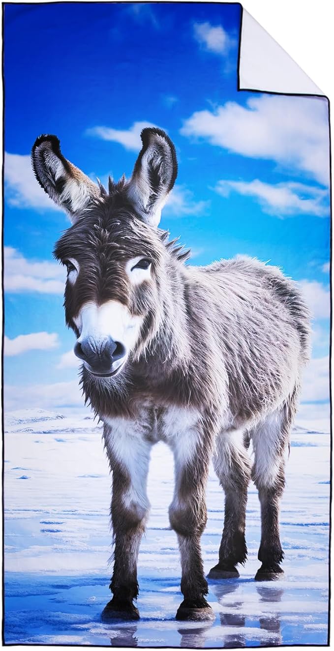 Icefield Donkey Beach Towel Oversized 36" x 72", Thin Lightweight Sand Free Quick Dry Microfiber Towel for Swimming Pool Cruise Camping Travel