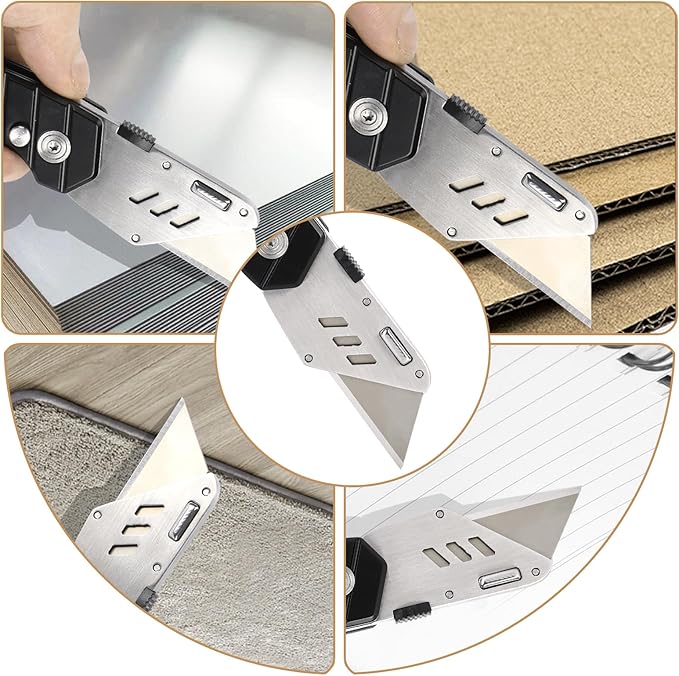 Vickay Utility Knife with Belt Clip, Heavy Duty Box Cutter Knife for Cartons, Cardboard, Carpet and Leather, Razor Knife with Wood Handle and Extra 5 SK5 Blades