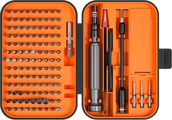 Precision Screwdriver Set, SOONAN 150 in 1 Electronics Tool Kit with 120 Bits Magnetic Screwdriver Set & 30-bit Tool Set Handy Repair Tool for Computer Phone Watch Camera Laptop, Orange
