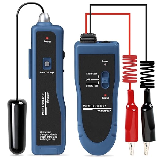 Underground Wire Locator, Cable Tester F02 Pro for Locate Wires, Locate Control Wires Cables Pet Fence Wires, up to 3 Feet Deep 1640 Feet Length, Equiped with Rechargeable 1100mAh Battery