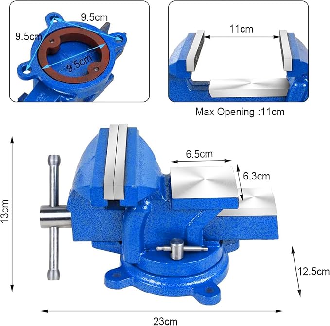 5" Heavy Duty Bench Vise with Anvil Swivel Table Top Clamp Locking Base