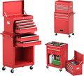 Goplus Tool Chest, 6 Drawers Rolling Tool Cabinet with Detachable Top Toolbox, Universal Lockable Wheels, Protective Liner, Auto Lock, Metal Tool Storage Cart, Tool Box for Garage Workshop