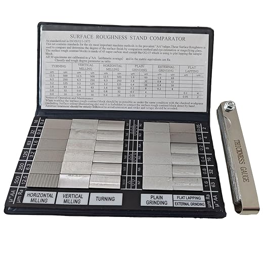30Pcs Surface Roughness Comparators,Roughness Test Block Ra0.05-12.5mm Microfinish Comparator, Surface Finish Comparator Set for Lathe Machinery Manufactur Teach (30pcs Surface Roughness comparators)