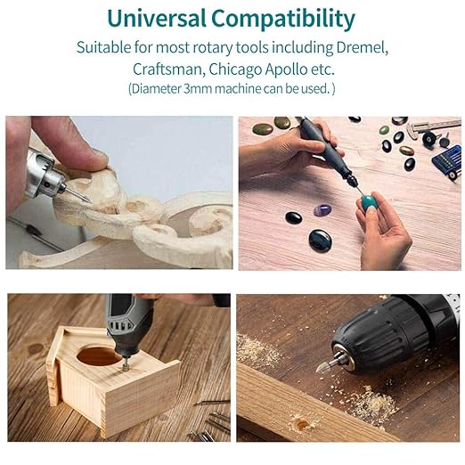 YURINWOO 20PCS HSS Rotary Burr Set, Carving Bits & Engraving Router Bit Set for Rotary Tool Accessories with 1/8"(3mm) Shank for Woodworking, Engraving, Drilling, Grooving