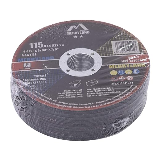 Merryland Cut Off Wheel 4 1/2 inch for Angle Grinder, Metal Cutting Wheel 4.5 X .045 X 7/8 Ultra Thin 25 Pack, Iron Stainless Steel Cutting Disc, Craft-Line C13071042