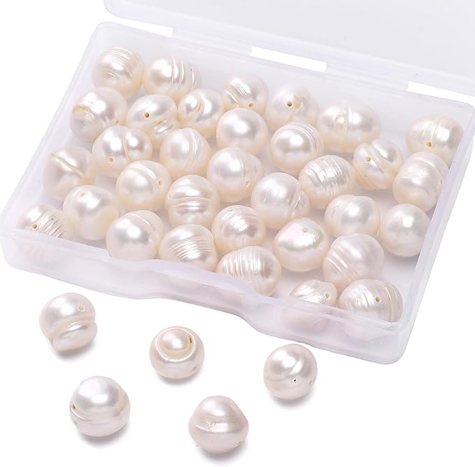 Natural Pearl Beads Potato 10-11mm White Freshwater Cultured Loose Gemstone Beads for DIY Jewelry Making 13.8''/Strand HQ