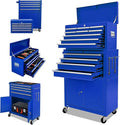 13 Drawers Rolling Tool Chest with Double Door Handle,Large Capacity Tool Storage Cabinet With Drawers, Locking Mechanical Tool Cart With Liner,Portable Tool Box For Repair Workhop (Blue)