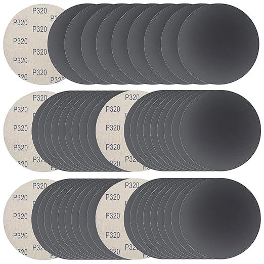 6 Inch 50 Pcs Wet Dry Sanding Discs Hook and Loop, 320 Grit Sandpaper Automotive Wood Metal Polishing & Sanding, Silicon Carbide Sand Paper for Random Orbital Sander (Grit 320)