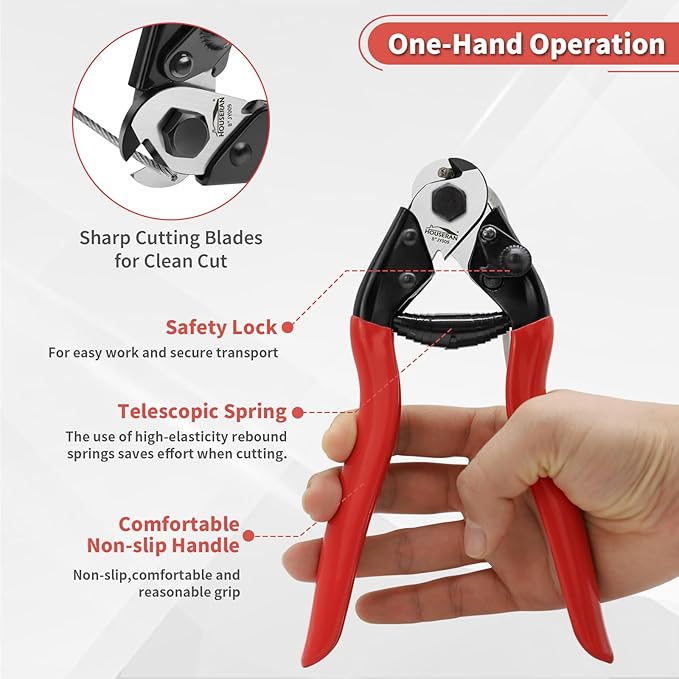 4Pcs Bolt Cutter Pliers Set, 8" Cable Cutter, 8" Bolt Cutter, 8" Wire Rope Cutter, 8" End Cutting Pliers with Toolbox, Cr-V Blade for Cutting Locks, Barbed Wire, Steel Wire, Chains, Rivets